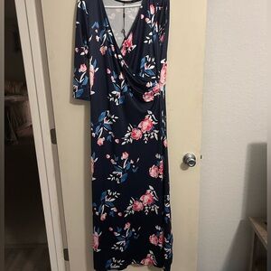 Blue print wrap dress size XL